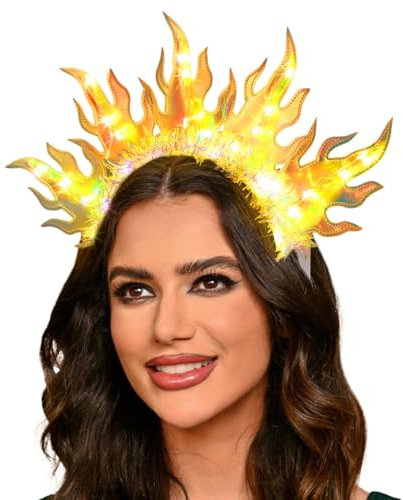 Flovel Bandeau Lumineux LED Flamme pour Fête d'Halloween - Cerceau de Cheveux Rave - Accessoires pour Femmes