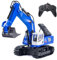 NEXBOX Ferngesteuerter Bagger Geschenk für Kinder - RC Spielzeug mit Metall Schaufel, Rauch-Simulation, Licht und Soundeffekten