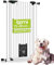 BOMI Tierschutzgitter Mira | Türschutzgitter mit Katzenklappe | Ideales Absperrgitter Hund, Katzengitter Tür & Welpen Zubehör | Hundegitter Wohnung weiß Metall | Breite: 93-103 cm