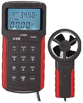 Handanemometer Handheld-Anemometer Windgeschwindigkeit Windtemperatur Windvolumentester Split-Anemometer(UT362 With USB)