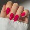 Hot Pink Press On Nails - 24PCS Short Almond Rosy False Nails - Pure Rose Red Fake Nail Medium - Removable Natural Acrylic Full Cover Stick On Nails For Women Girls Nail Art DIY Manicure Decorations