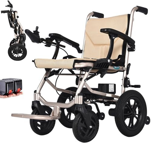 AMITD Rollstuhl Elektrisch Faltbar Leicht, 15 kg, 20 km, 120 kg Traglast, Dual Control, Herausnehmbarer Akku, Aluminiumrahmen, Luftfahrt-Zertifizierung, Elektrorollstuhl für Adults Senioren
