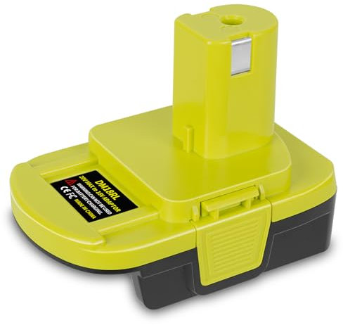 DM18RL Adaptateur pour batterie Li-Ion Milwaukee 20 V/18 V pour batterie Ryobi 18 V P108 ABP1801 avec port USB (vert)