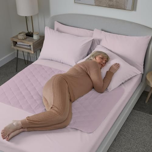 Waterproof bed pad by GuardedSleep | Premium quality washable bed wetting sheet for adults or children with incontinence | Suitable for double and single size beds | Slip resistant (1, Pink)