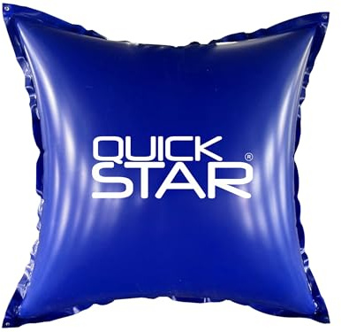 QUICK STAR Cuscino per piscina rettangolare, 120 x 120 cm, blu, 4 corde e valvola di sicurezza, 2 set di riparazioni, PVC 0,44 mm, cuscino invernale per piscina con doppia cucitura, resistente al