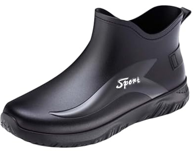 Stivali da Uomo in Gomma Semi-Alti, Moda Monocolore Basso Stivali di Gomma, Stivaletti Impermeabili Antiscivolo, Pioggia Donna Leggeri Morbidi Stivaletti, per Giardinaggio Passeggiate Lavoro