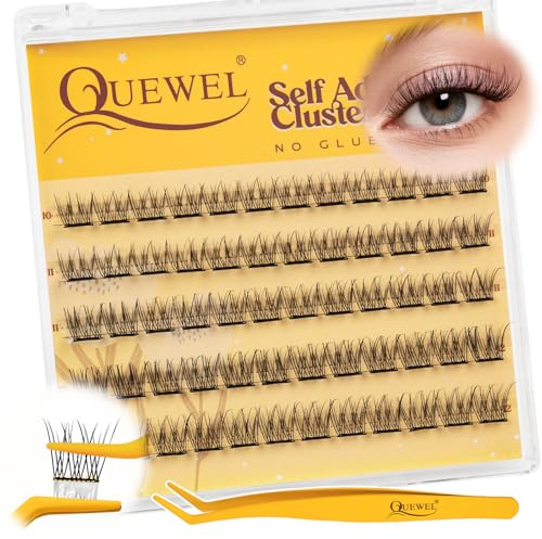 QUEWEL Auto - adhésifs Extension Cils Apparence naturelle, pas besoin de colle Faux Cils kit, 60 de Cils réutilisables pour les débutants facile à utiliser(MJ06)