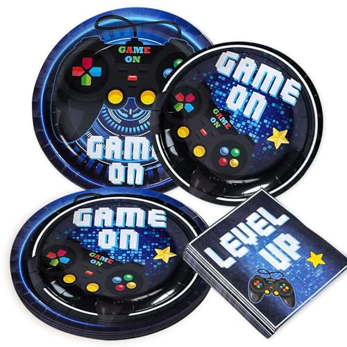 accessoires fête jeu vidéo vaisselle jetable serviettes thème gamer | accessoires fête jeu vidéo vaisselle jetable serviettes thème gamer décorations anniversaire 10 personnes