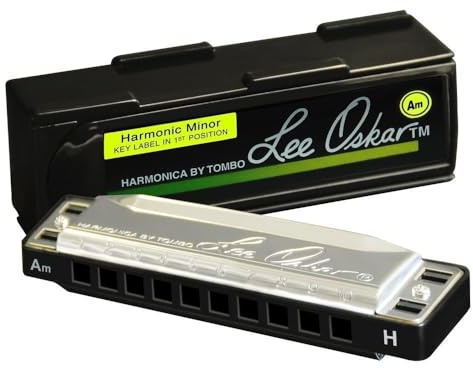 Lee Oskar Harmonica Harmonic Minor Low E Minor for Ethno, Folk, Gypsy, Tango and Eastern European Music - 10-Hole Diatonic - Brass Reed Plates - Stainless Steel Cover Plates - incl. Plastic Case