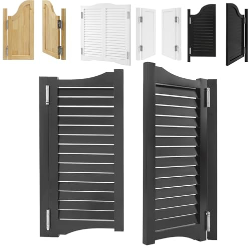 Puerta Batiente 2 Hojas Puertas de Media Cintura de Madera Cierre Automático, Puerta Abatible de Café W70-150cm Personalizable