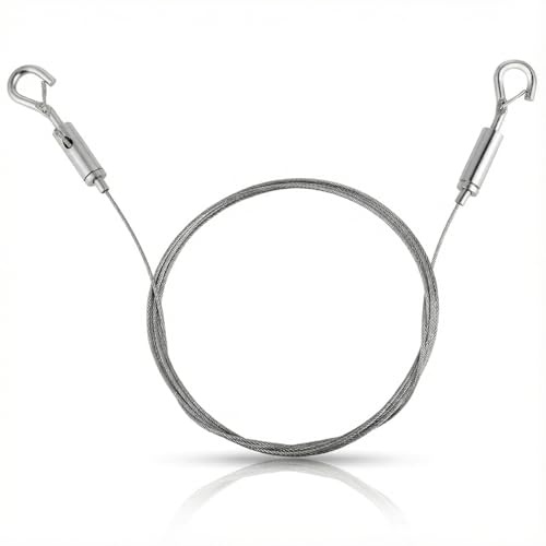 Hopzab Adjustable Picture Hanging Wire, 2m x 1.5mm Heavy Duty Stainless Steel Hanging Rope with Hooks & Clamps, Ideal for Picture Frames, Mirrors, Wall Art, Lamps, DIY Holder & Flowerpots