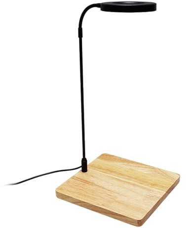 PANGBOER Lampe LED rotative pour aquarium avec support en bois pour aquariums et terrariums de plantes en pot
