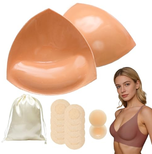 POMAMZ Almohadillas Adhesivas para Sujetador, Relleno Push Up Triangular Adhesivo,Suaves Reutilizables, Efecto Ligero Moldeador, Para Copa A-D(1 Par)