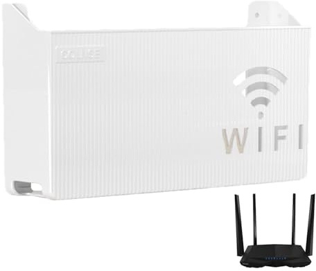 Ripiano per router - Scatola portaoggetti in ABS da 24,5x14x6 cm, design leggero da 125 g, raffreddamento inferiore, gestione dei cavi, struttura portante | Rack per router WiFi per soggiorno con