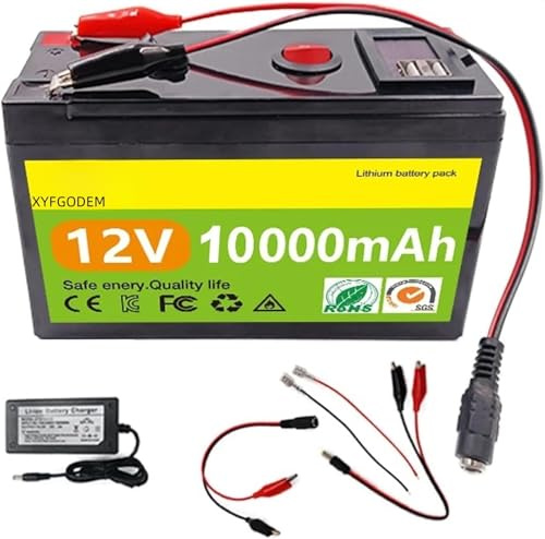 Batteria al litio 12 Volt 6Ah 8Ah 10Ah ricaricabile agli ioni di litio con sistema di gestione (BMS) per monopattino per bambini, illuminazione di emergenza e kit di ricambio per luci solari