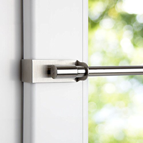 Sonnenschutz-HH - Klemmstange Easy-Fix 7/9 mm Metall - 45-75 cm Länge ausdrehbar Edelstahl-Optik - Teleskop-Stange ausziehbar für Scheibengardine Vitrage Scheibenstange Gardinenstange - ohne bohren