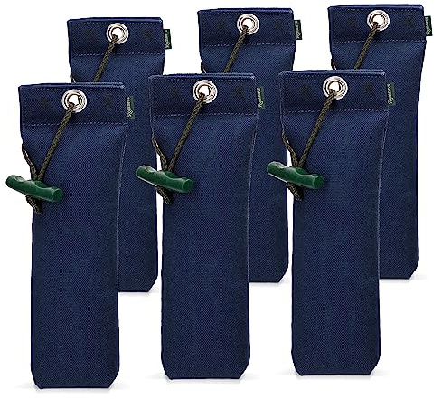 Romneys Standard Dummy 500g | Aktion 5 + 1 GRATIS | Robustes Material | Mit Wurfgriff | Schwimmfähig | Ideal für das Apportiertraining (blau)