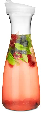 Plastic Carafe with Lid 35oz / 1ltr - x 48 - Plastic Decanter, Water Carafe, Juice Carafe