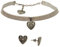 Alpenflüstern Trachtenschmuck-Set Trachten-Samt-Kropfband und Ohrstecker Trachtenherz - Damen-Trachten-Schmuck, Trachtenset Trachtenkette und Trachten-Ohrringe grau SET042