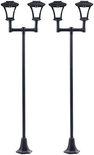 Royal Gardineer Solarleuchten Laternen: 2er-Set 2-flammige Solar-LED-Gartenlaternen, SWL-25, 0,36 W, 24 lm (Straßenlaterne Solarleuchten, mit Dämmerungssensor)