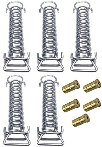 Bargain Brass Pool Cover Anchor and Spring Bundle for Safety Pool Cover for Inground Pools - 5 Pack - by Poolzilla