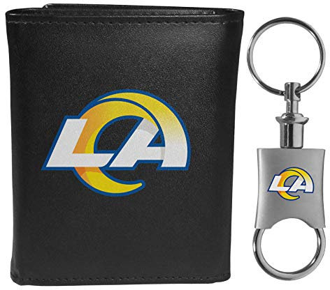 Siskiyou Sports NFL Los Angeles Rams Mens Tri-fold Wallet & Valet Key Chain, Black, One Size