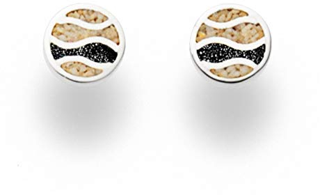 DUR Schmuck Ohrstecker Strandwellen Sand, Lavasand, Silber 925/- rhod. (O5233)
