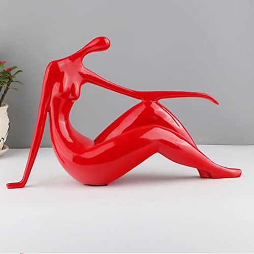 LGYKUMEG Nackte Frau Statue Skulptur, Modern Home Office Decor, Harz Schöne Skulptur Menschliche Körperkunst Ornament Liebhaber Geschenk Handwerk für, Moderne Skulptur,Rot