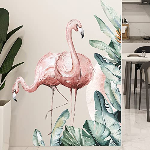 COVPAW® Wandtattoo Wandaufkleber XXL Flamingo Wassermalerei Wandsticker Wandbild Bilder Wohnzimmer Schlafzimmer Deco