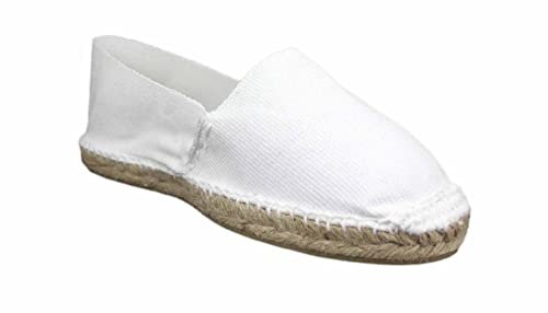 Desconocido Espadrillas classiche in tela con suola in juta, bianco, 43 EU