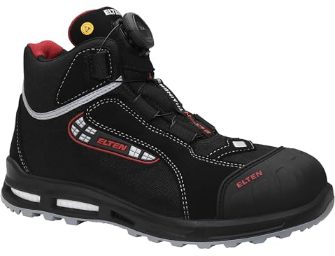 ELTEN Sicherheitsschuhe SANDER XXT Pro BOA ESD S3, Damen und Herren, Textil, Kunststoffkappe (leichter als Stahlkappe), leicht, sportlich, Schwarz/Rot, Größe: 42