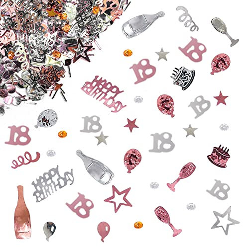 Giftota - 18. Geburtstag Deko Set Mit Konfetti (Roségold) - Partydekoration für Jubiläen, Tischdeko und Feiern