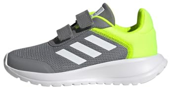 Adidas Unisex Kinder Tensaur Run Shoes, Grey/Cloud White/Lucid Lemon, 35 EU