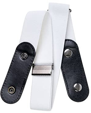 Elastischer Gürtel ohne Schnalle, 1 Stück, einstellbar für 60 - 120 cm Taillenumfang, in Weiss, Frauengürtel, Männergürtel, Kindergürtel, Unisex Gurt für Jeans, Hose, Rock, Stretchgürtel verstellbar