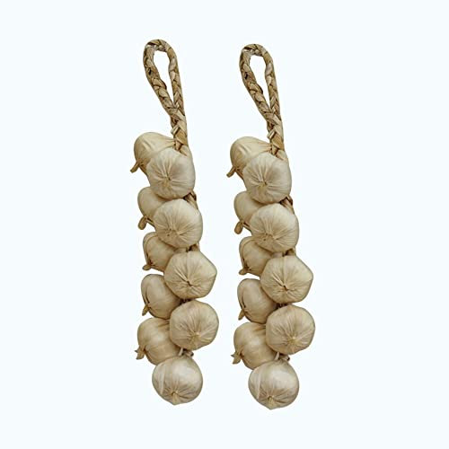 künstliche Gemüse Girlande,Künstlicher Gemüse Zopf,2 Stück Künstliches Gemüse Simulation Gemüse Weiß Knoblauch Dekoration Küche Home Decor Realistische Fake Gemüse Dekor Set Foto Requisiten