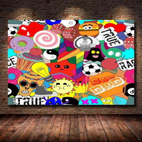 RAPSANI 1 teilige bilder Graffiti 1 teilige Leinwandbilder Bilder,1 teilig wandbild,leinwanddrucke 1 stück wandkunst,bilder wohnzimmer modern leinwand Malerei,xxl bilder,Bunte Aufkleber,40x60cm