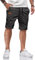 HMIYA Kurze Hosen Herren Baumwolle Chino Shorts Sommer Freizeitshorts Elastische Taille mit Taschen(Dunkelgrau A,EU-L)