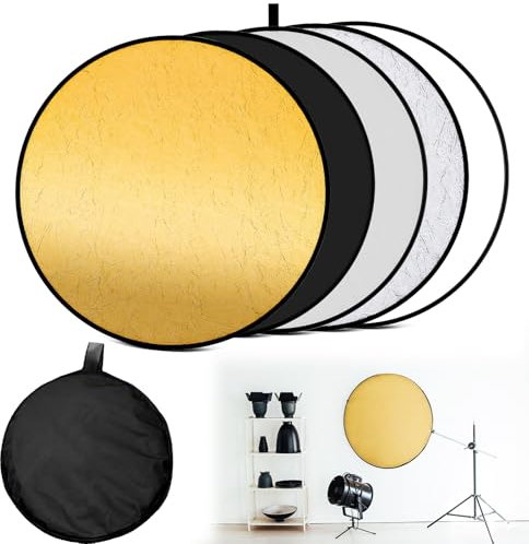 5 in 1 Reflektor Fotografie Faltbar Lichtreflektor Fotografie Zubehör 60cm Faltreflektor Licht Diffusor Reflektoren Equipment Light Reflector Photography für Foto Portrait Selfie Hochzeitsfotografie