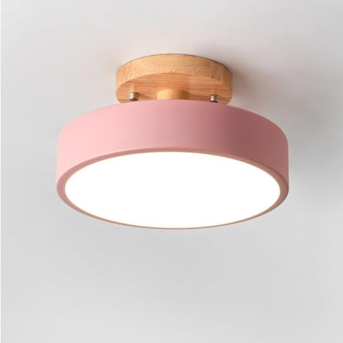 TONGNIDA plafonnier circulaire moderne,18CM diamètre, 3000k/4500k/6000k lampe réglable, 12W lampe LED créative, convient pour porche, chambre à coucher (rose)