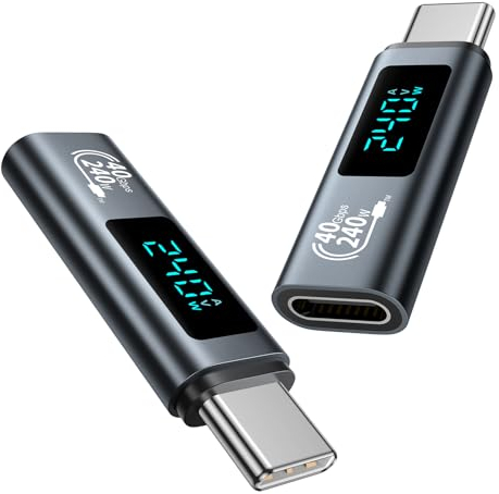 240W USB C Adapter [2Stück] 40Gbps Mit LED Display, Typ C Output Power MAX 48V/5A für iPhone15/15 Pro/15 Pro MAX, Samsung Galaxy S23/S22 und Mehr USB-C Geräte