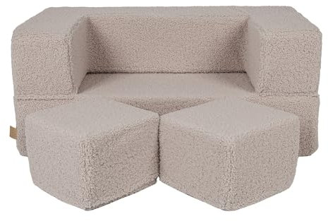 MEOWBABY Kindersofa – Spielsofa für Kinder – Weiche Klappsofa mit Schlaffunktion – Kuschelecke für Kinderzimmer, Bearly, Hellgrau