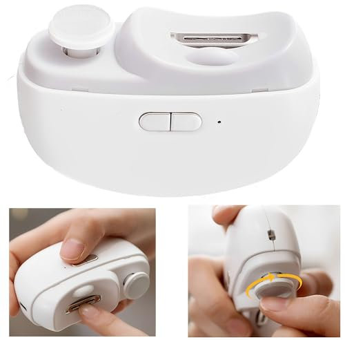 WYFCR 2 in 1 Electric Nail Clippers, 2-Speed Automatic Nail Grinder, Portable Nail File for Children Elderly Adults Manicure,Cordless Rechargeable with LED Light and Nail Scraps Storage(white)