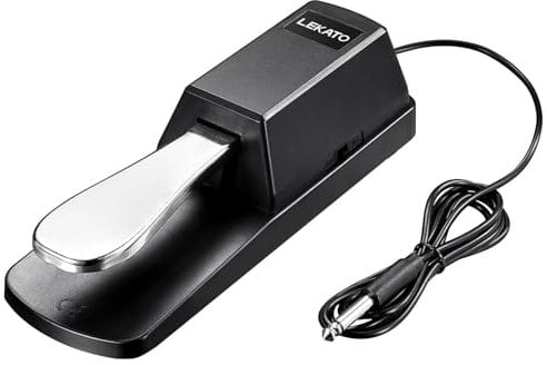 LEKATO Universal Sustain Pedal for Keyboard, Piano Foot Pedal with Polarity Switch for Electronic Keyboards, MIDI Keyboards, Digital Piano, 1/4 Input Plug, 1.5m Cable