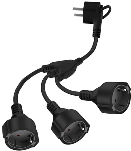 2M DKTYGER 3 Fach Verlängerungskabel - Schuko Verlängerung 3680 W, Verlängerungskabel Wasserdicht IP44-3 Fach Mehrfachsteckdose, Euro Stromkabel Verlängerung für Zuhause, Büro - Schwarz