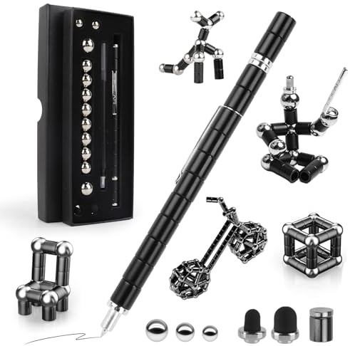 Holiwe Magnetic Pen,Magnetic Fidget Pen,Magnetischer Kugelschreiber,Lustig Multifunktions Magnetstift Geschenk für Freunde Coole Gadgets für Männer,Frauen, Kinder-HEI (schwarz)