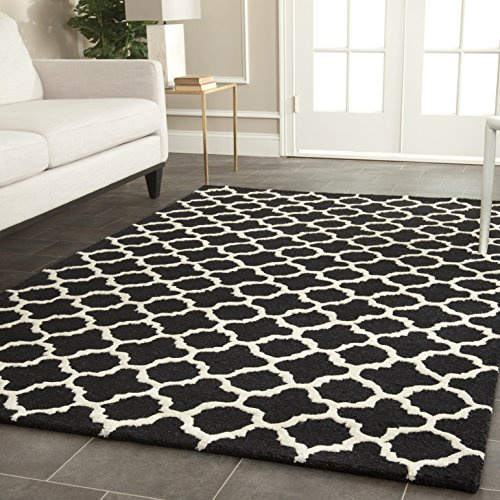 SAFAVIEH Cambridge Collection 5' x 8' Black/Ivory CAM130E Handmade Moroccan Premium Wool Area Rug