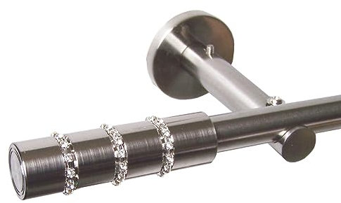 BASIT Gardinenstange mit Wandhalterung 120 cm lang Edelstahl Look im Set 1-läufige Gardinenstange Wandmontage Ø16mm Metall I 120-600 cm verfügbar H12