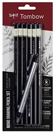 Tombow Mono-6PC-Zeichen Set, 6 Bleistifte und 1 Präzisionsradierer Zero MONO-6PC-SET