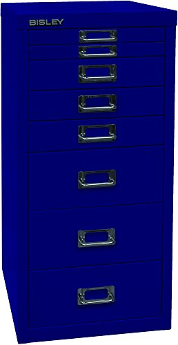 BISLEY MultiDrawer, 29er Serie, DIN A4, 8 Schubladen, Metall, 639 Oxfordblau, 38 x 27.9 x 59 cm