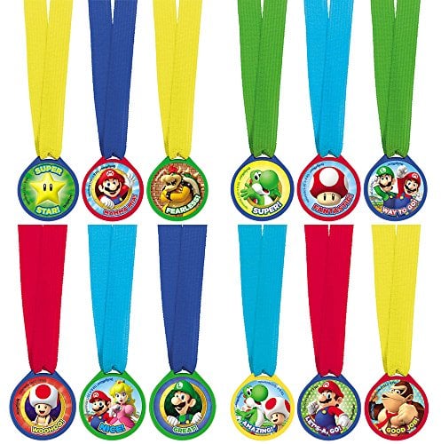 Super Mario Bros - Mini Award Medals, 12 Unidades (Amscan 396611)